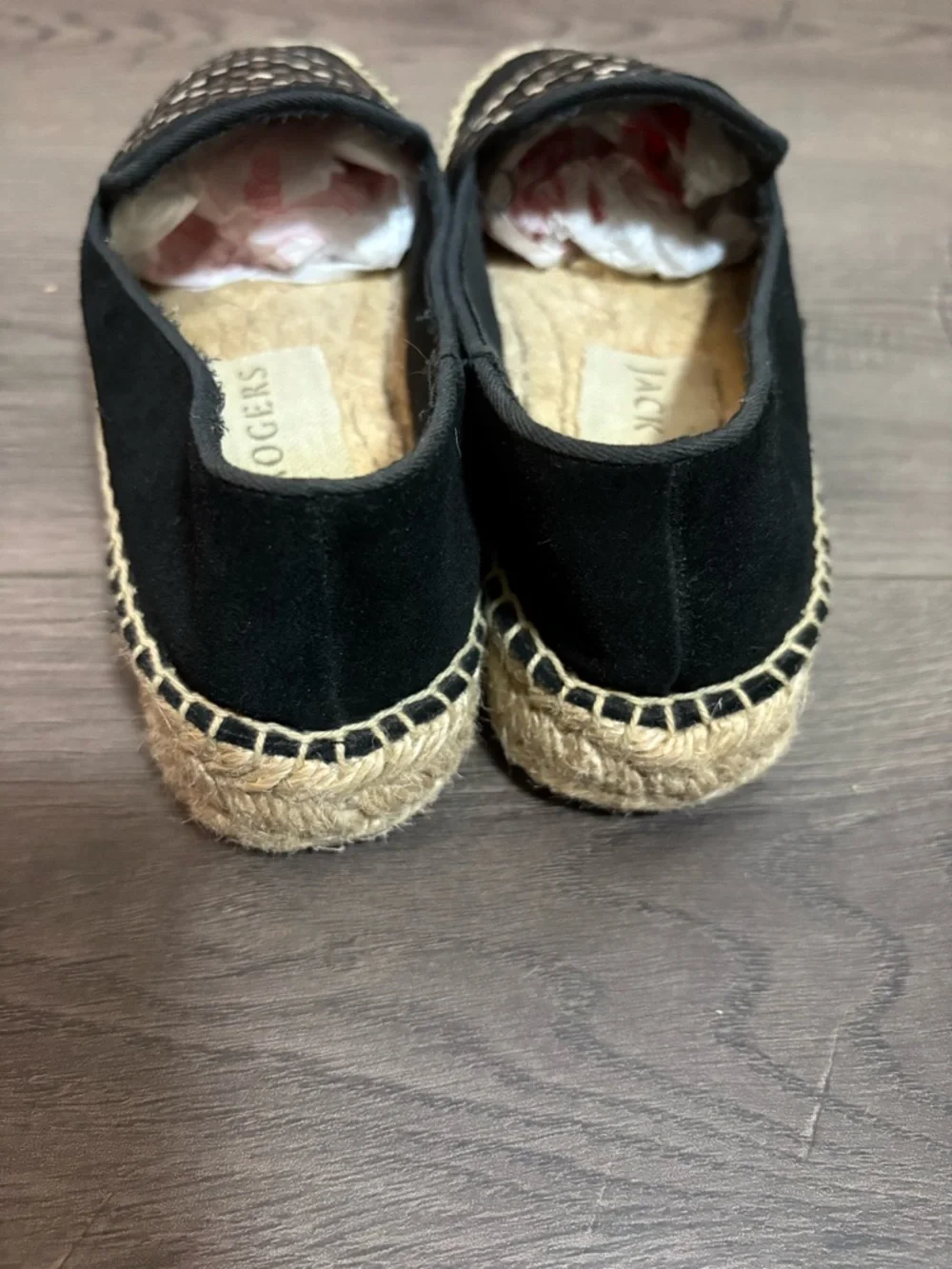 Jack Rogers Black Embroidered Luna Suede Espadrille Loafers Preppy Boho Vacation